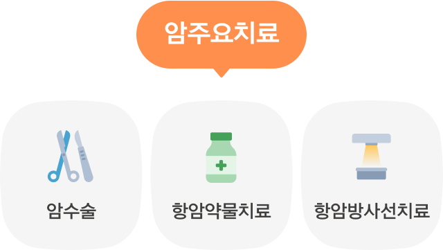 암주요치료 암수술, 항암약물치료, 항암방사선치료